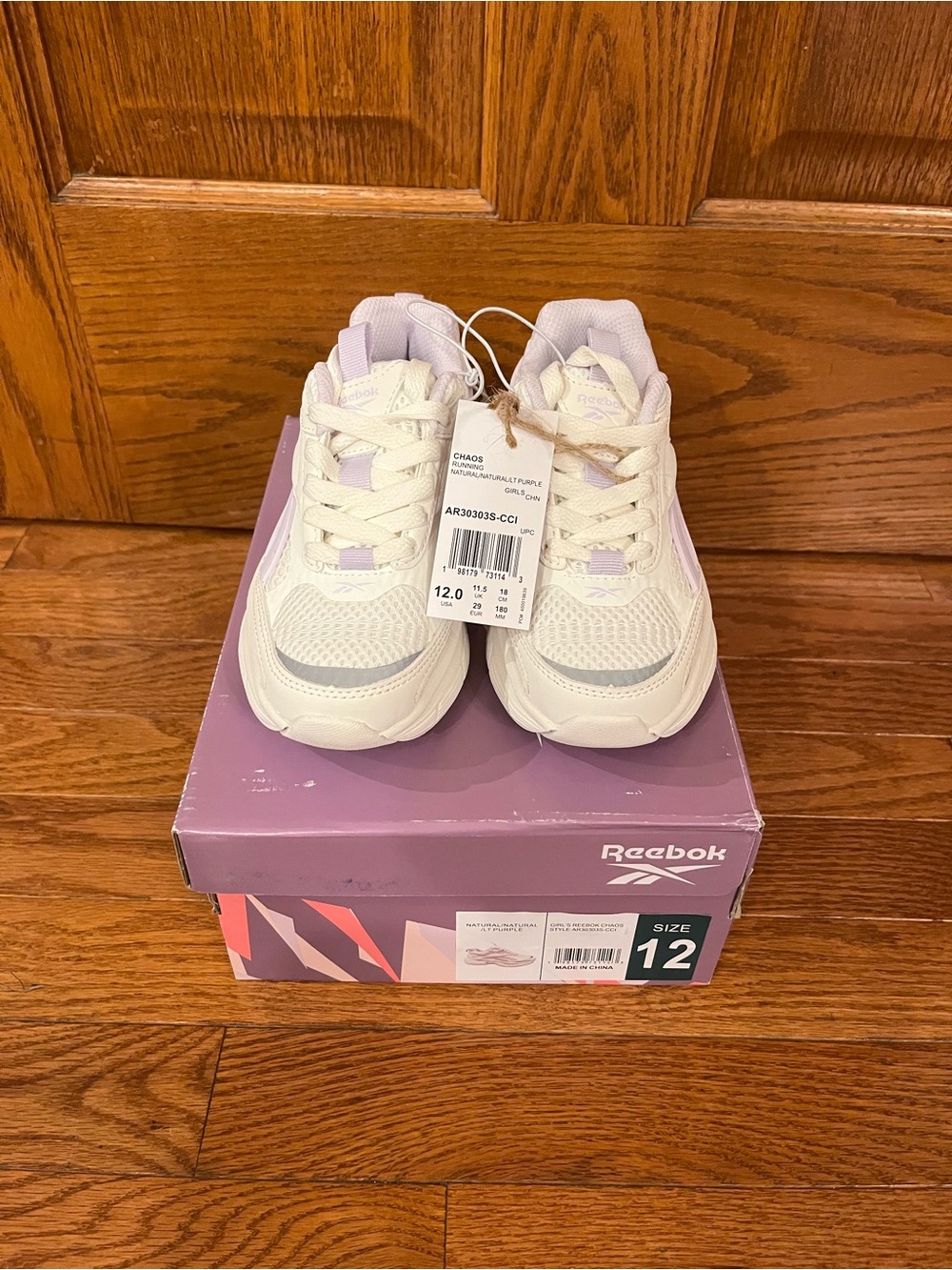 NWT Reebok Girls Chaos Running Shoes - Toddler / Little Kids Size 12